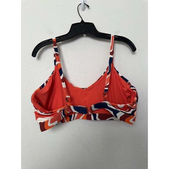 Knix Deep V Bikini Top In Heat Wave Orange Blue Adjustable Strap Swim Women XL+ - Picture 5 of 7